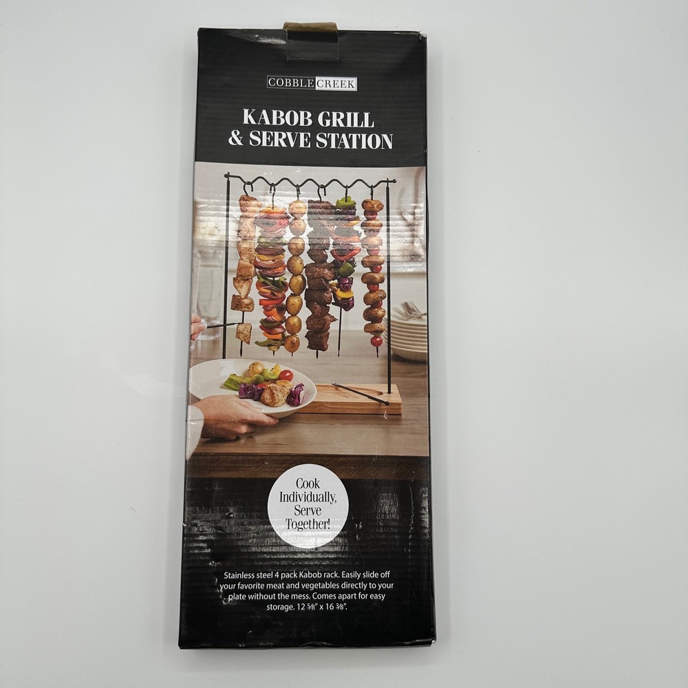 Cobble Creek Kabob Grill & Serve Station Vertical Skewer Rack Stainless Steel